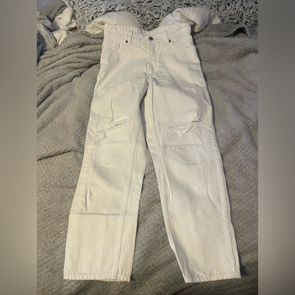 Monki High Waist Balloon Leg White Jenas